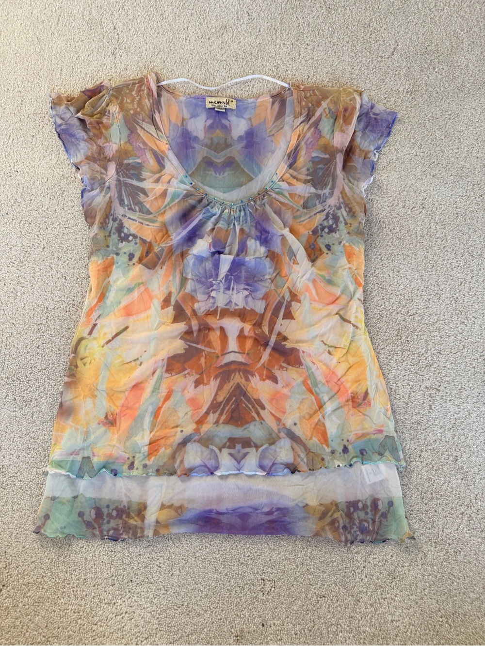 Sheer Floral Multi-Color Women’s Short Sleeve Top